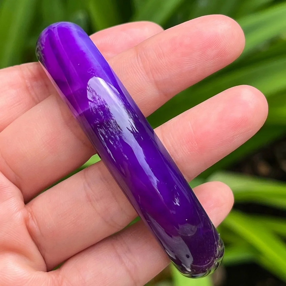 67mm Inner Diameter Druzy Purple Banded‎ Agate Bangle 0095